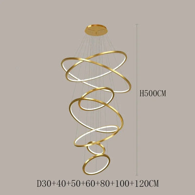 Modern Luxury Living Room chandelier Nordic originality Steel Ring LED Pendant Light Restaurant The hotel lobby home decor items