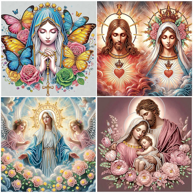 5D DIY Partial Special Shaped Drill Diamond Painting Religion Jesus Mary Kit