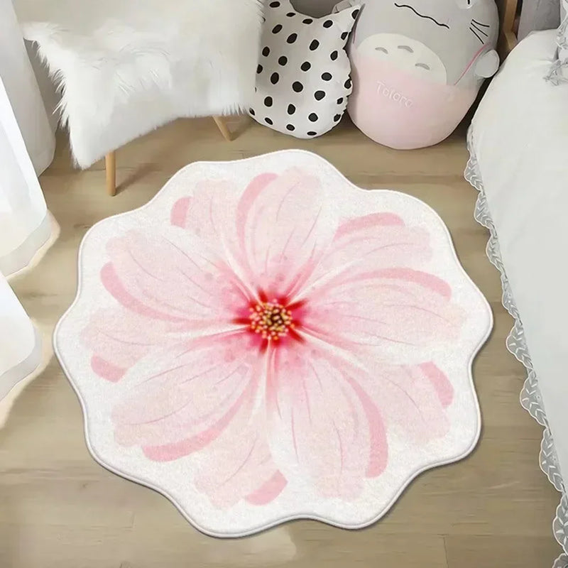 Simple Flower Shape Easy Care Living Room Carpet Large Area Nonslip Dirt Resistant Bedroom Rug Washable Household Absorbent Rugs