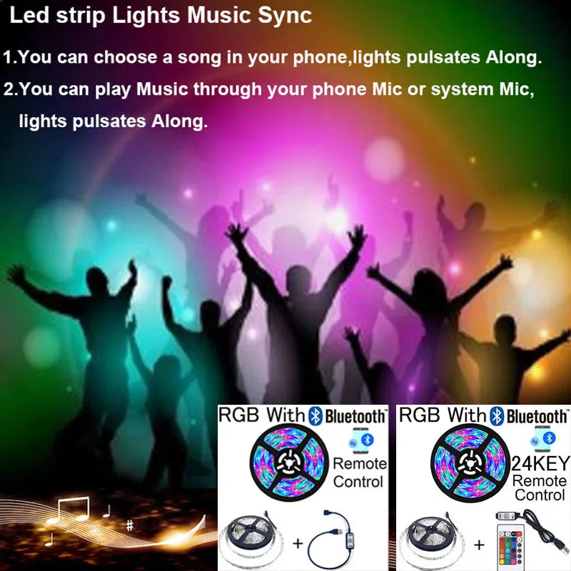 LED Strip 50CM 1M 2M 3M 4M 5M USB DC 5V Flexible SMD 2835 Light Lamp Mini 3Key 24Key Desk Decor Screen TV Background Lighting