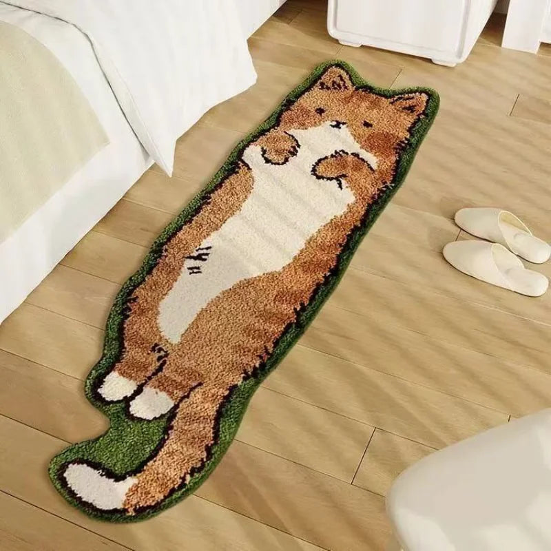 Fried Cat Rug Cute Cartoon Kitty Bedroom Bedside Carpet Living Room Sofa Alien Rug Bay Window Before Bed Long Strip Cushion