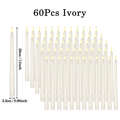 160-12Pcs LED Taper Candle with Flickering Flame Flameless Battery Operated Candles for Wedding Valentine Dinner Decoration