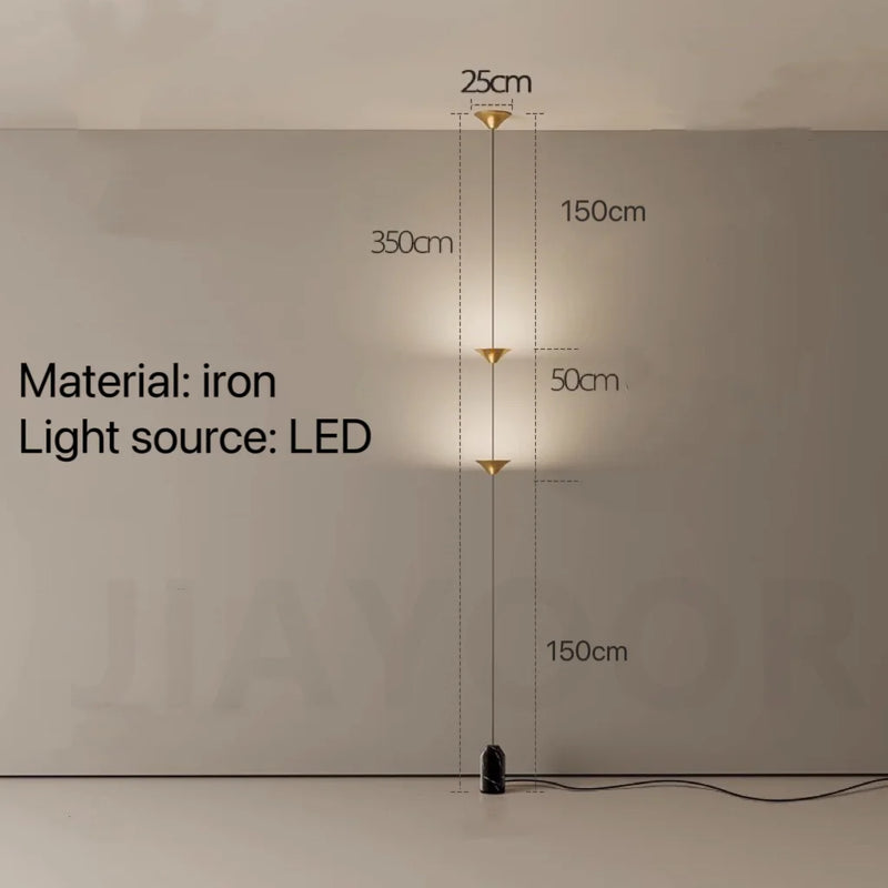 Modern Living Room Hallway Wall Floor Lamp Cone Desigh Art Decorative Iron Hanging Cable Floor Lamp For Bedroom Indoor LED Lamp