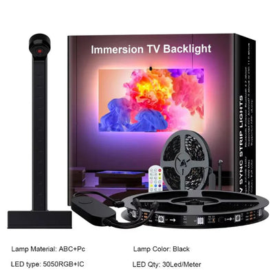 USB LED TV Backlight with Camera Color Pickup RGBIC LED Strip Lights APP Control Sync Music for 55-75 Inch TV Game Atmosphere