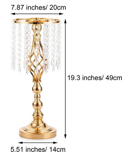 10 Pcs Gold Vase for Wedding Centerpieces  Table Decorations with Chandelier Crystals,  Flower Vase, Wedding Metal Flower Stand