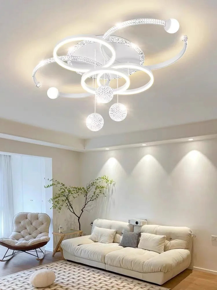 New Modern Led Black Living Room Pendant Light Kitchen Restaurant Glossy Pendant Light Interior Decoration Ceiling Chandelier