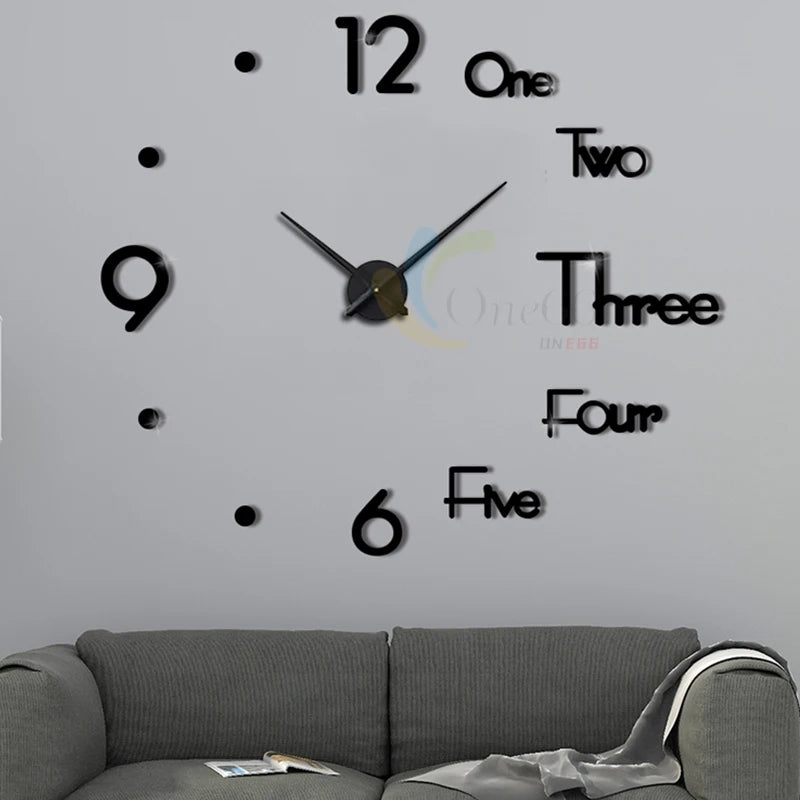 Fashion Modern Design Large Wall Clock 3D DIY Quartz Clocks Watches Acrylic Mirror Stickers Living Room Home Decor Horloge