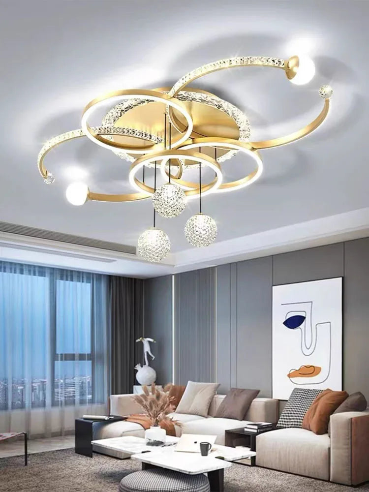 New Modern Led Black Living Room Pendant Light Kitchen Restaurant Glossy Pendant Light Interior Decoration Ceiling Chandelier