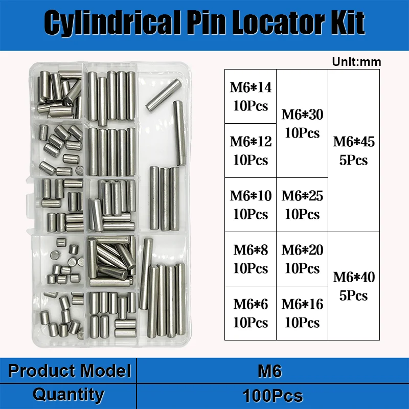 Stainless Steel Cylindrical Pin M1 M1.5 M2 M2.5 M3 M4 M5 M6 M8 Locating Dowel Fixed Shaft Solid Fixing Lock Pin Metal Rod Set