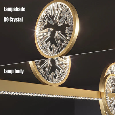 Modern Luxury Crystal Ring Strip Restaurant Chandelier for Dining Room Pendant Lamp Dining Table Bar Cafe Bar Home Deco Lamparas