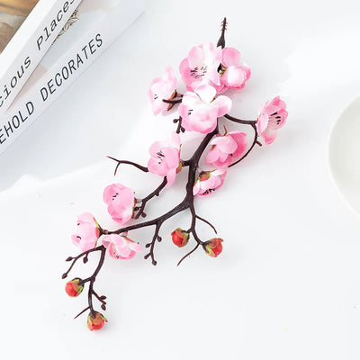 Bonsai Silk Flowers Plum Blossoms Artificial Plant Fake Flowers Pot Flores Sakura Tree Branches Home Room Decoration