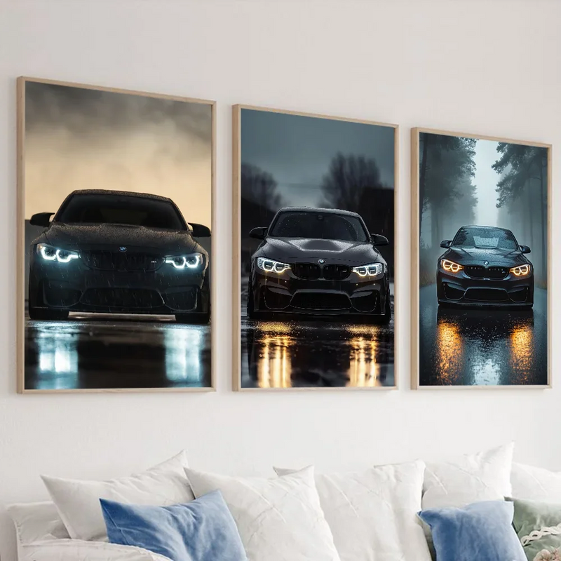 Luxury Black Classic latest sports car M3 B-BMW Cool Poster HD art sticky wall waterproof home living room bar decoration