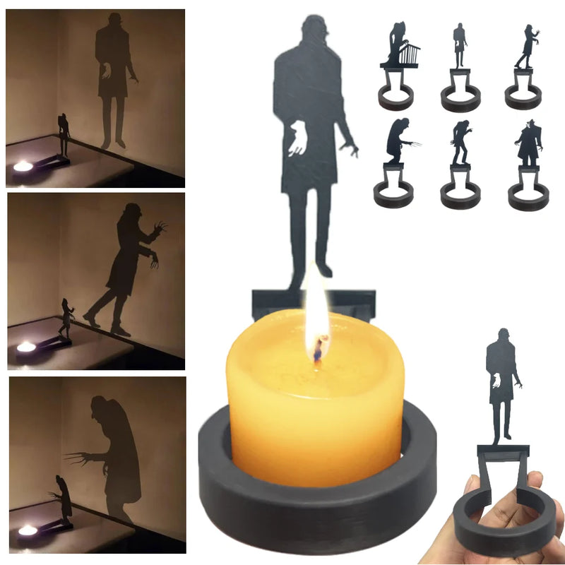 Vampire Candle Holder Metal Halloween Candle Shadow Halloween Horror Candle Holder Tealight Shadow Caster Halloween Home Decor