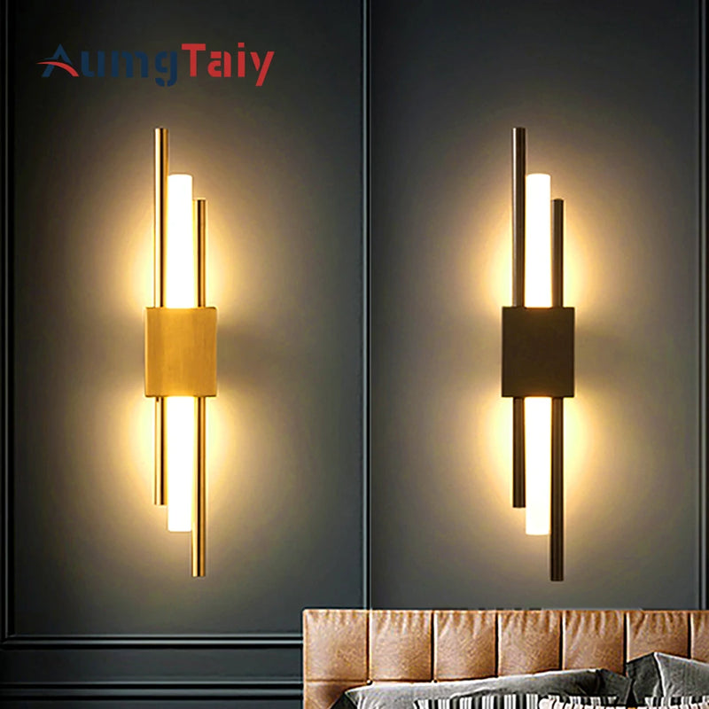 LED Bedroom Wall Lamp Wall Sconces Copper Line Pipe Acrylic Lampshade Indoor Lighting for Living Room Corridor Light Fixture