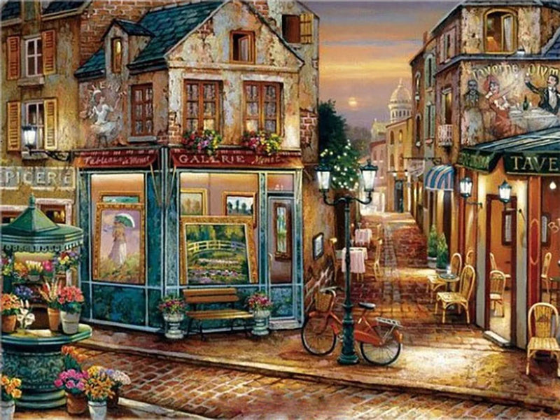 5D Diamond Painting Diamond Embroidery Street Resin Diamond Mosaic Town Landscape DIY Home Design Decoration