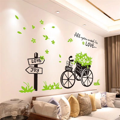 DIY Purple Lavender Living Room Wall Stickers Decor Self-adhesive Flowers Butterfly Wall Decals Mural Bedroom Home Decorations