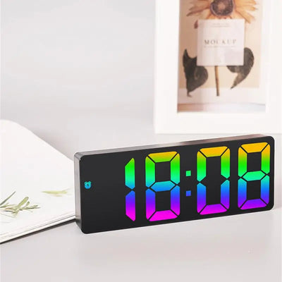 LED Alarm Clock Electronic Student Digital Clock Voice Control Dual Snooze 12/24H Dual Alarms Temperature Mute Table Clock