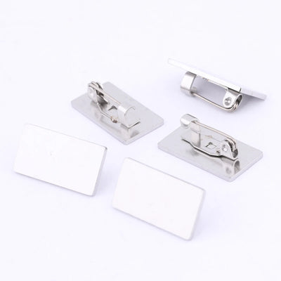 10pcs 10x20mm Rectangle Pad Brooch Base Pin Clips Trays Stainless Steel Gold Plated Bezel Settings For Broches Jewelry Making