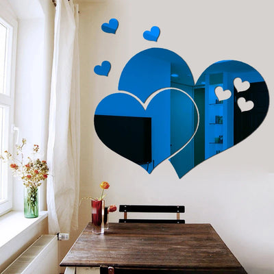 Heart Mirror Wall Sticker DIY Acrylic Wall Stickers Background Mirror Home Bathroom Stickers Living Decoration Decorative Room