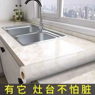 Wall Adhesive Wallpaper Width 80cm Waterproof Oil Proof Foil Marble Decor Sticker Kitchen Bathroom Renovation Decorative Paper