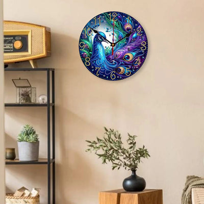 Peacock Special Shape 5D Diamond Painting Clock Art Craft Diamond Art Clock Pendants Kit Diamond Painting Clock for Home Decor