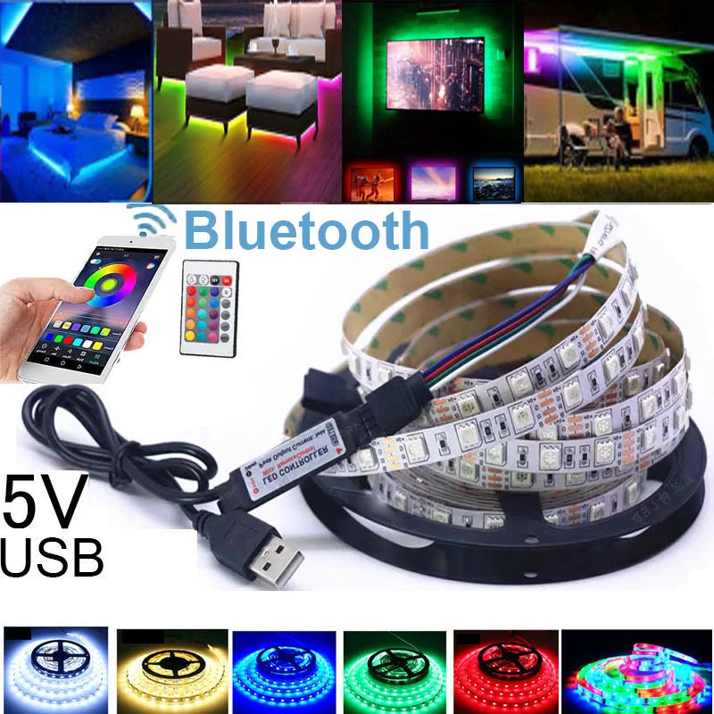 LED Strip 50CM 1M 2M 3M 4M 5M USB DC 5V Flexible SMD 2835 Light Lamp Mini 3Key 24Key Desk Decor Screen TV Background Lighting