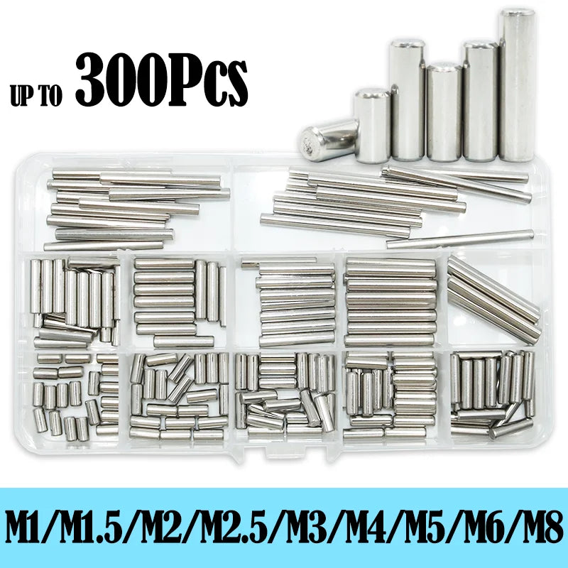 Dowel Pin Assortment Kit M1 M2 M2.5 M3 M4 M5 M6 M8 304 Stainless Steel  Locating Dowel Pin Shelf Support Peg Solid Cylinder Pin