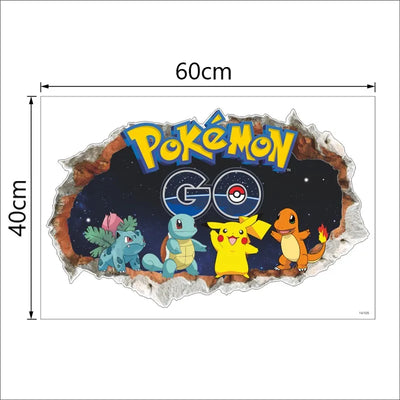 Cartoon Pokémon Pikachu Wall Sticker For Kids Room Living Room Bedroom Wall Decoration Kids Gifts Door Sticker  Cute Posters