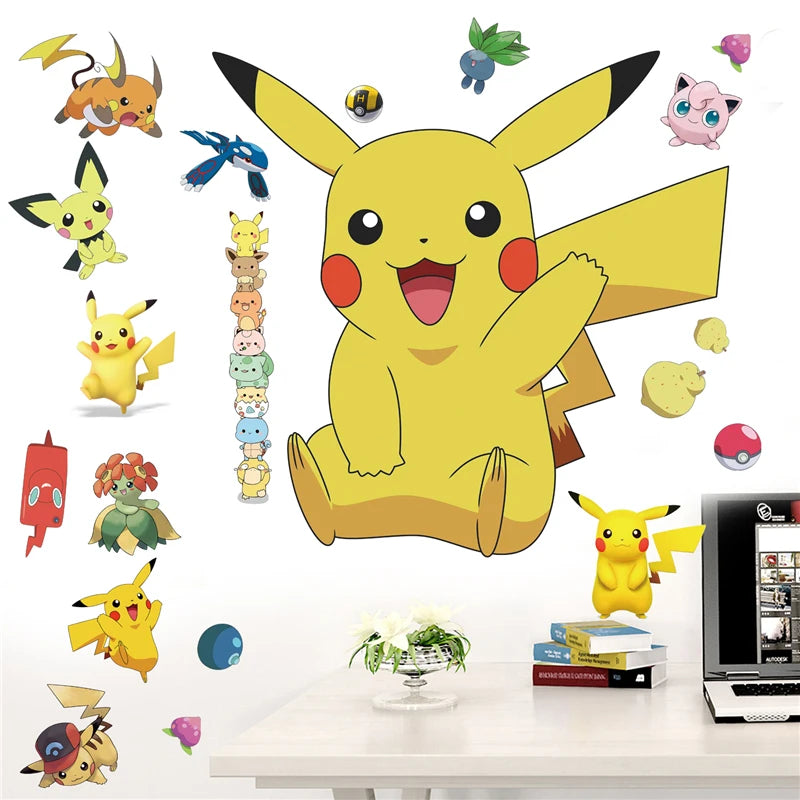 Cartoon Pikachu Wall Stickers For Kid&