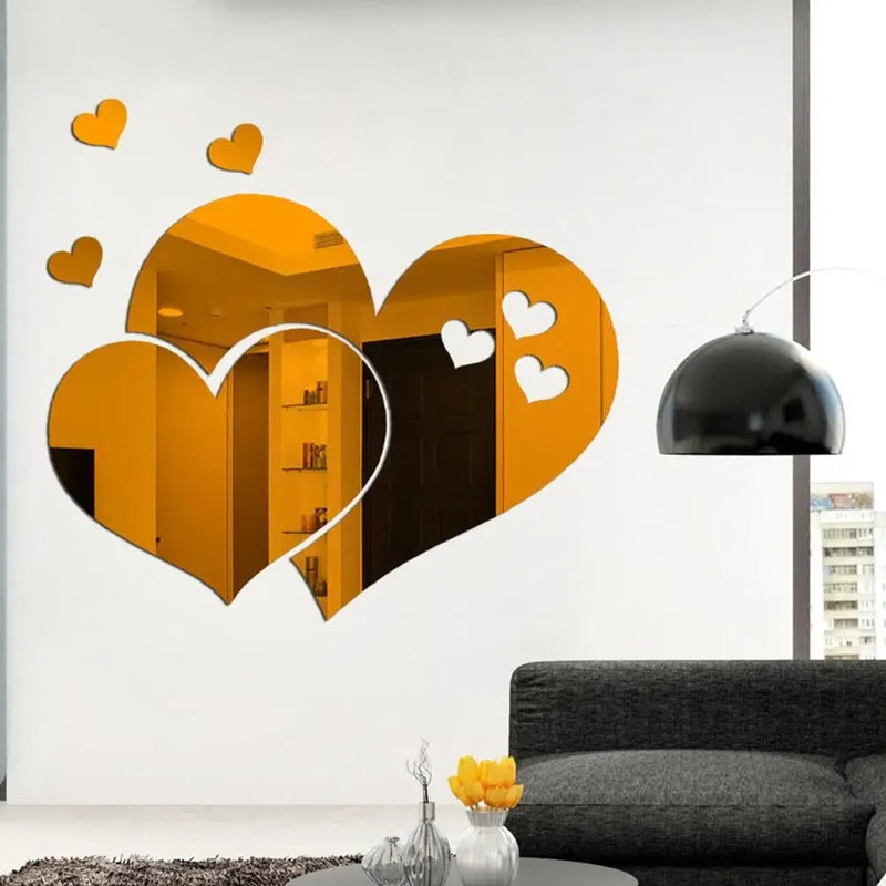 Heart Mirror Wall Sticker DIY Acrylic Wall Stickers Background Mirror Home Bathroom Stickers Living Decoration Decorative Room