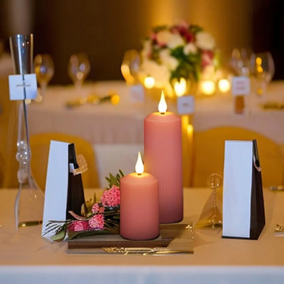 FPOO Rechargeable Candles By USB With Flickering Flame Remote Control Waterproof Led Candle Pink Wedding Decoration Candle Light