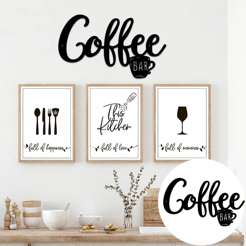 Metal Coffee Bar Sign Rustic Coffee Bar Hanging Wall Decor Coffee Signs Art Plaque Black Letter Silhouette Cafe Bar Club Poster