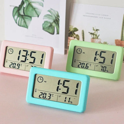 Digital Alarm Clock Desktop Temperature LCD Digital Thermometer Desktop Hygrometer Battery Operated Time Date Calendar