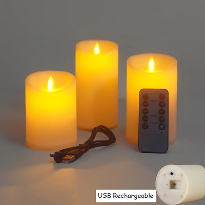 Dancing Flame LED Candles with Timer Remote,Candle Light for Lanterns,Wedding Candles,Party Light Supply,Home Decor,3PCs per Set