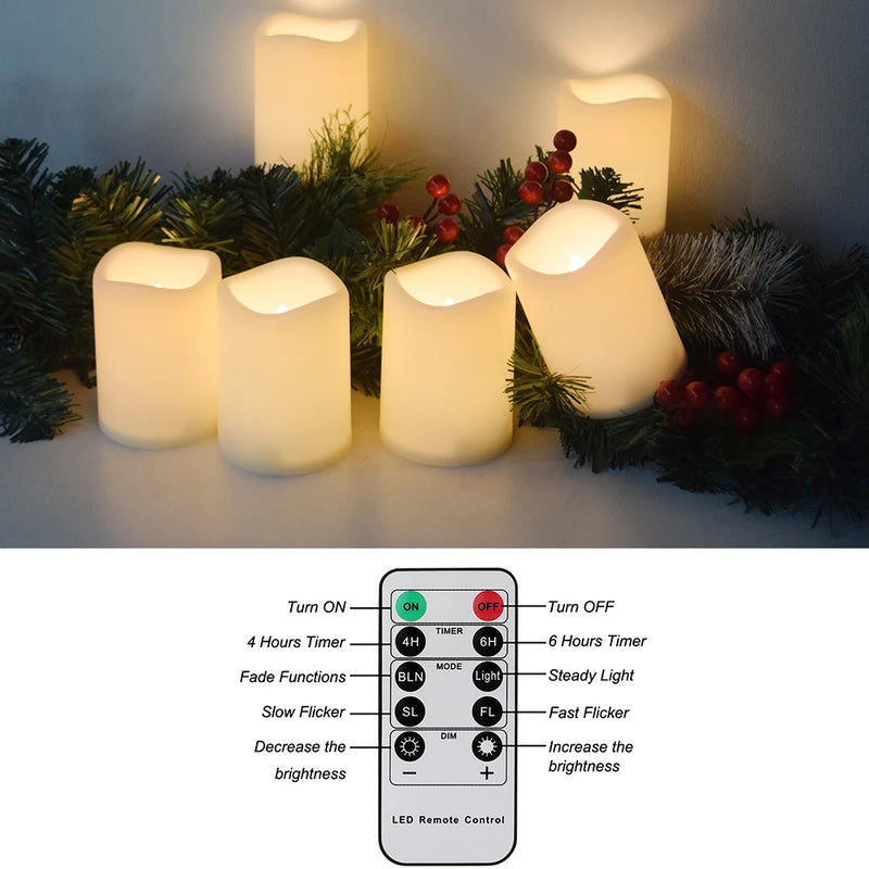 9pcs LED Candles Battery-operated Timer Remote Control Flameless Tealight Wedding Candles Home Decoration Electronic Led Candles