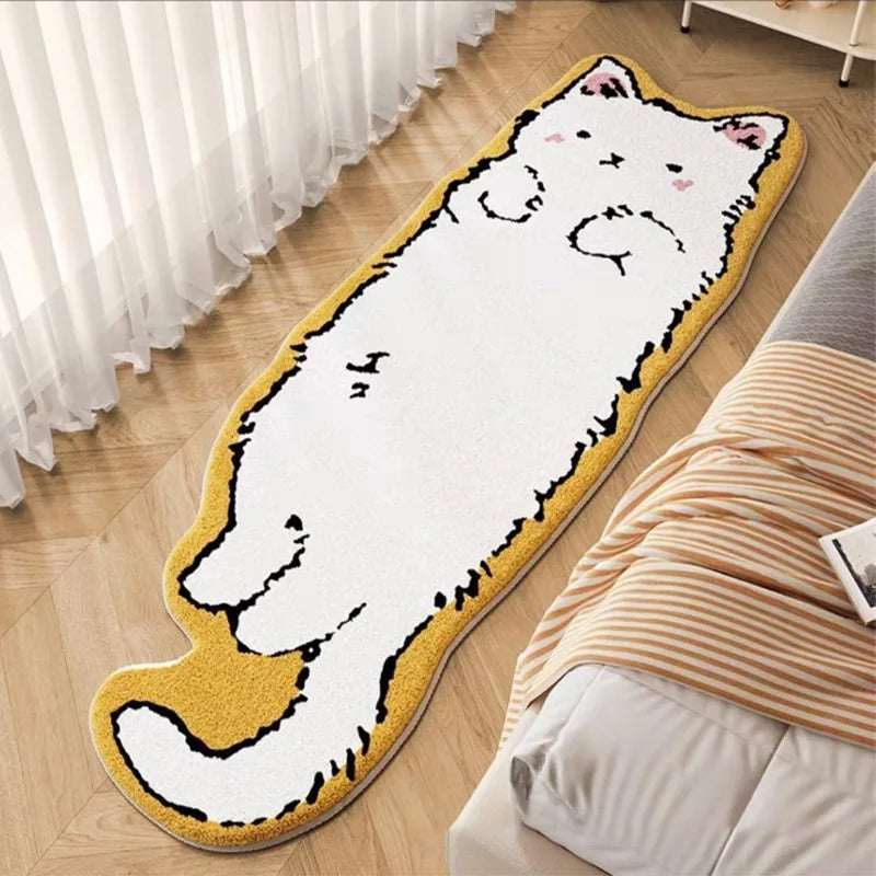 Fried Cat Rug Cute Cartoon Kitty Bedroom Bedside Carpet Living Room Sofa Alien Rug Bay Window Before Bed Long Strip Cushion