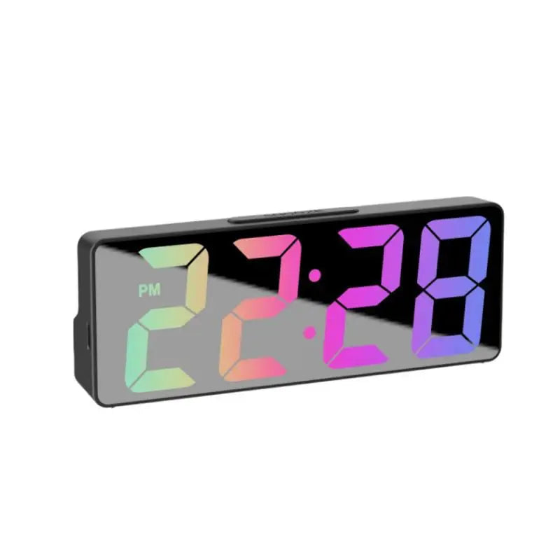 Digital Clock LED Alarm Clock Electronic Desktop Clock With Temperature Display Adjustable Brightness Plug-in Mirror Clock