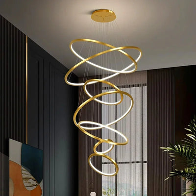 Modern Luxury Living Room chandelier Nordic originality Steel Ring LED Pendant Light Restaurant The hotel lobby home decor items