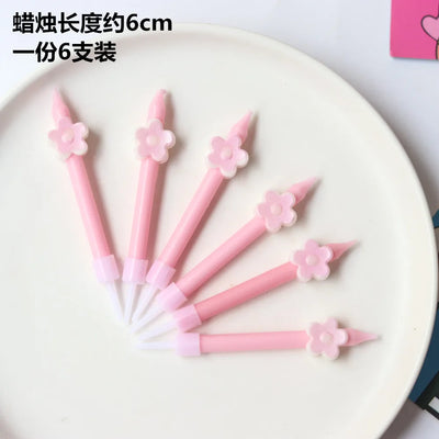 Rainbow Candle For Cake Heart Star Cute Bear Flower Birthday Wedding Decor South Korea Party Valentine's Day Gift Baking Supplie