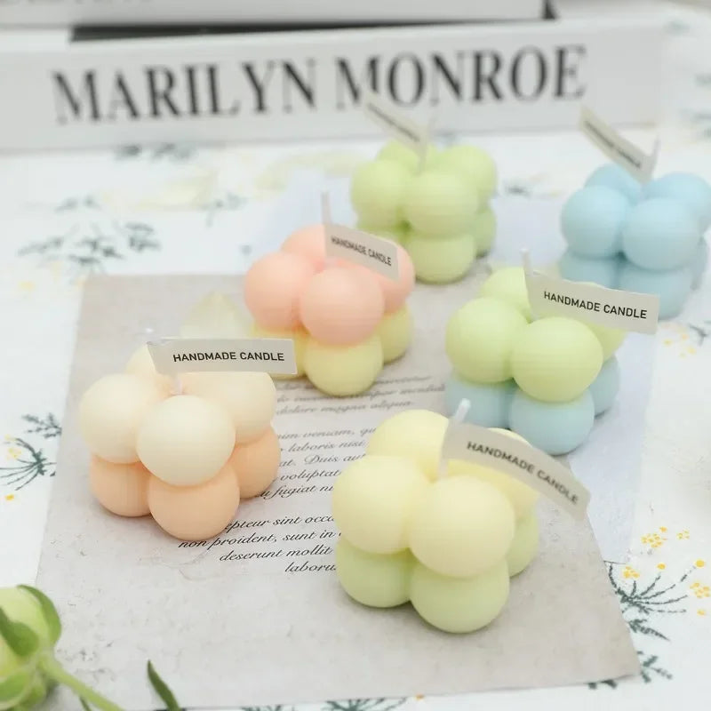 Mini Aromatherapy Scented Candles Cute Cube Colour Candle Soy Wax Home Decoration Modern Home Cube Photography Decorations Tool