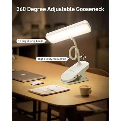 LED Desk Lamp Usb Rechargeable Eye Protection Reading Light Flexible Gooseneck Clip Book Light Kids Study Book Lamp Read Light