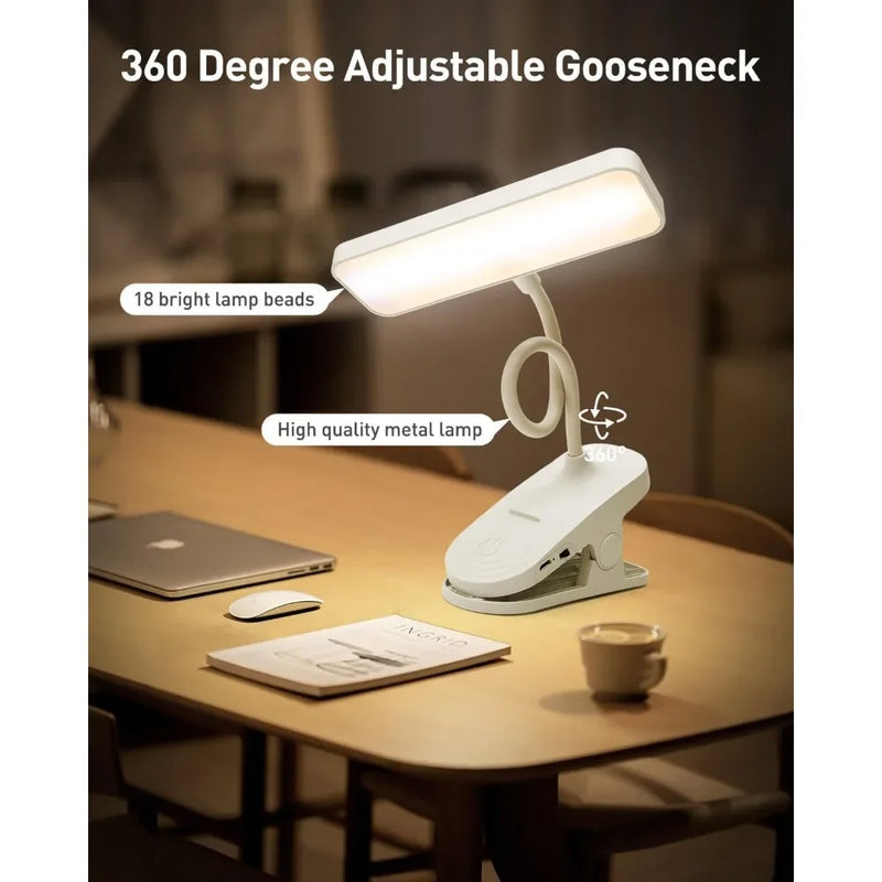 LED Desk Lamp Usb Rechargeable Eye Protection Reading Light Flexible Gooseneck Clip Book Light Kids Study Book Lamp Read Light