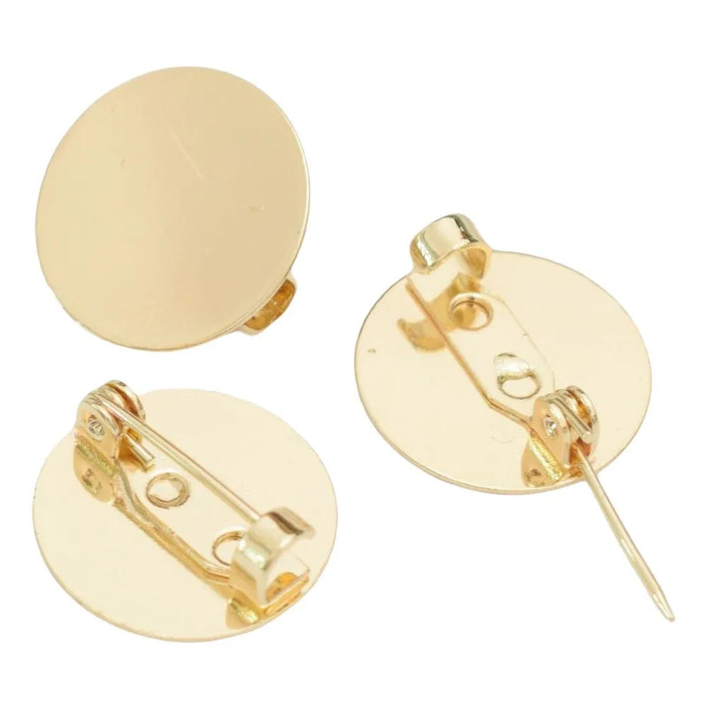 5Pcs 18/20/25mm Gold Circle Plate Brooch Cabochon Base Blanks Tray DIY Settings Brooch Jewelry Making Accessories Wholesale