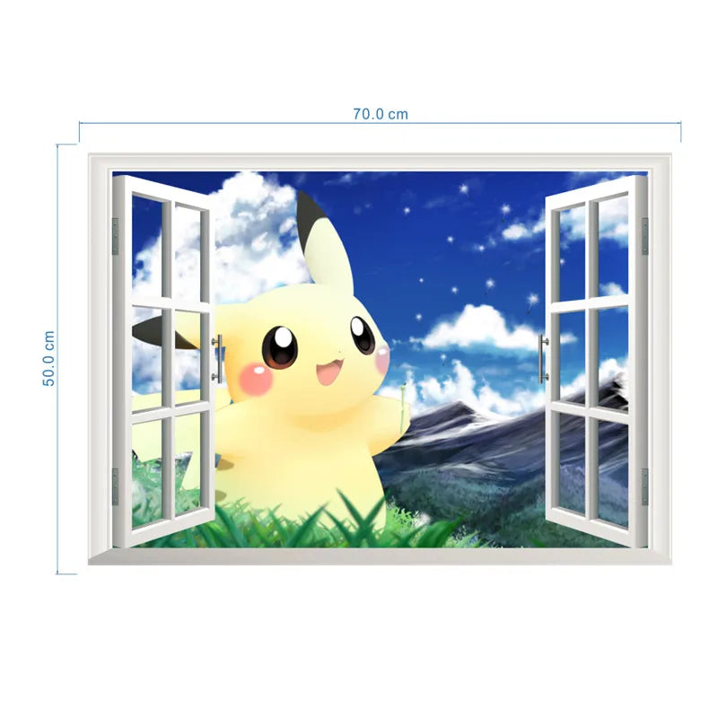 Cartoon Pokémon Pikachu Wall Sticker For Kids Room Living Room Bedroom Wall Decoration Kids Gifts Door Sticker  Cute Posters