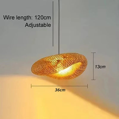 Bamboo Hand Weaving Pendant Lights 36cm Hanging LED Ceiling Lamp Chandelier Fixture Rattan Hand Craft Woven Home Bedroom Decor