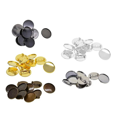 s Brooch Clasps Pin Blank Cabochon Trays Backs fit 25mm Round