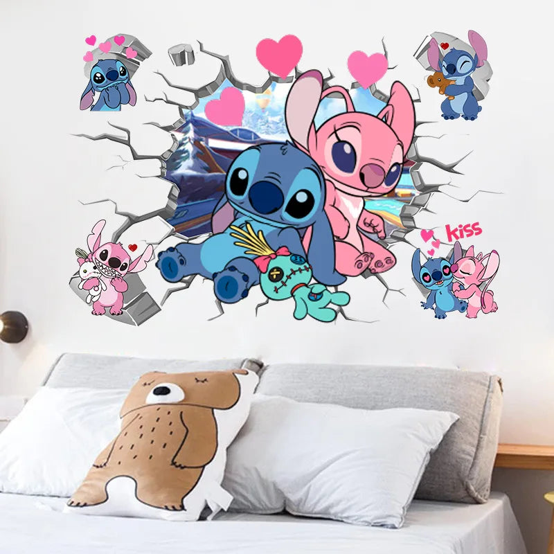 Cartoon Lilo & Stitch Rainbow Wall Stickers For Kid&