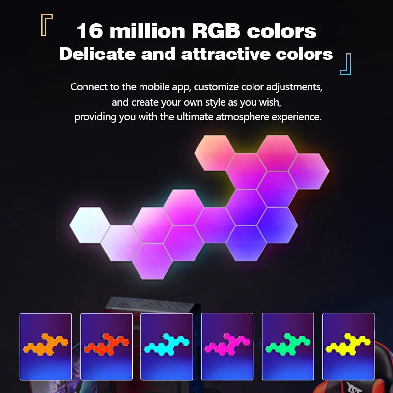 RGB Smart Quantum Lamp Tuya App Remote Control Touch Background Wall Bedroom DIY Decoration Wall Lamp Esports Atmosphere Light