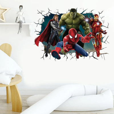 3D avengers wall stickers living room bedroom wall decoration Super hero movie poster wall stickers for kids rooms