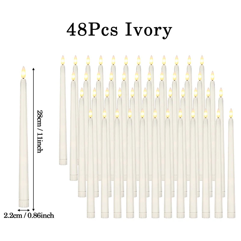 160-12Pcs LED Taper Candle with Flickering Flame Flameless Battery Operated Candles for Wedding Valentine Dinner Decoration